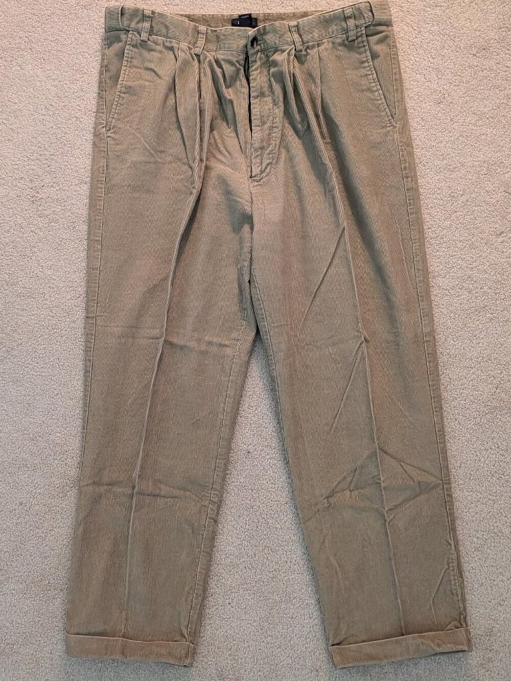 EC Men's Tan Corduroy Pants with slight cuff, 44x32, Pockets, 100% Cotton